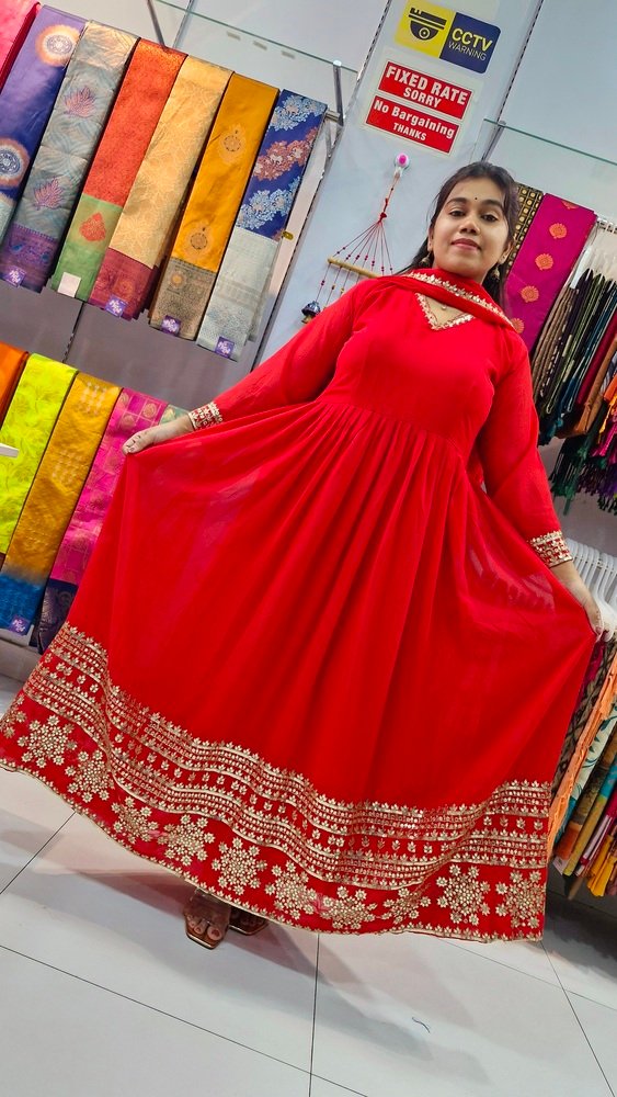 Beautiful Faux Georgette Ready Made Gown Beautiful Faux Georgette Ready Made Gown