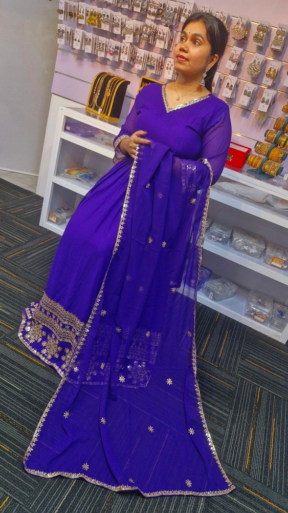 Beautiful Faux Georgette Ready Made Gown - Image 8