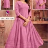 Pink Premium Chikankari Anarkali Style Women Kurthi
