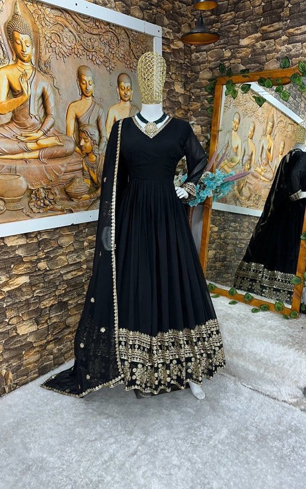 Beautiful Faux Georgette Ready Made Gown - Image 2