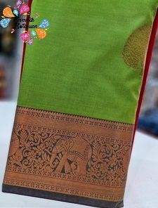Lightsaber Green Colour Premium Kanchi Semi Silk Saree Lightsaber Green Colour Premium Kanchi Semi Silk Saree
