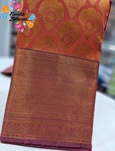 Coral Colour Premium Kanchi Semi Silk Saree Coral Colour Premium Kanchi Semi Silk Saree
