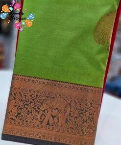 Lightsaber Green Colour Premium Kanchi Semi Silk Saree