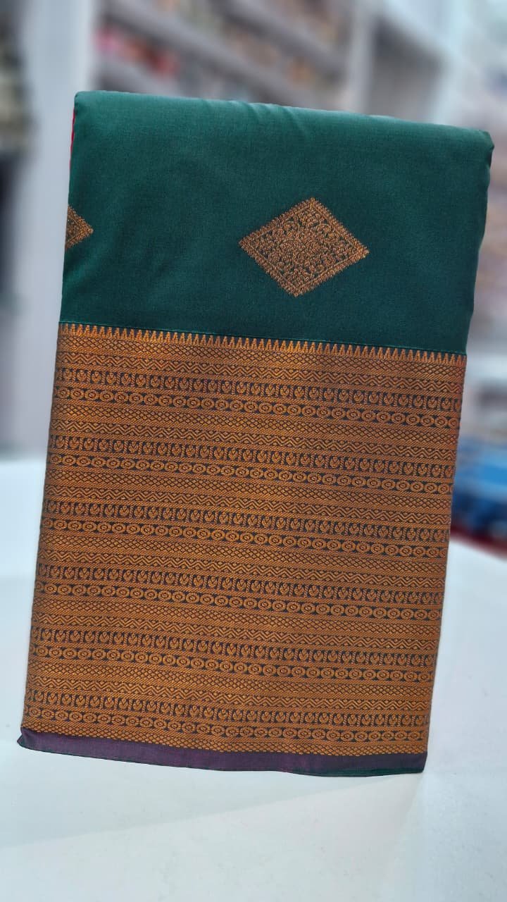 Castleton Green Colour Premium Kanchi Semi Silk Saree Castleton Green Colour Premium Kanchi Semi Silk Saree