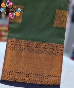 Dartmouth Green Colour Premium Kanchi Semi Silk Saree
