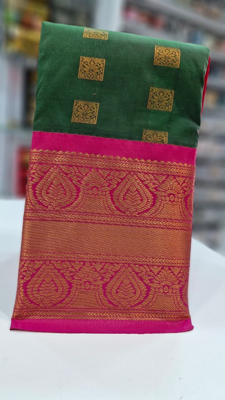 Hunter Green Premium Kanchi Semi Silk Saree Hunter Green Premium Kanchi Semi Silk Saree