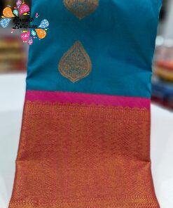 Peacock Blue Colour Premium Kanchi Semi Silk Saree