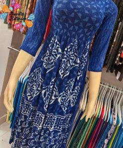 Premium Blue and White Creash Frock Style Women Kurthi Premium Blue and White Creash Frock Style Women Kurthi