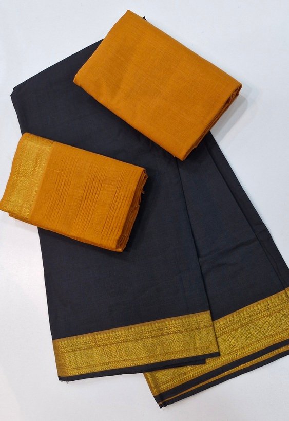 Black and Yellow Colour Cotton Shalwar Material