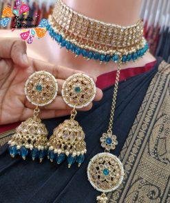 Green And Gold Colour Premium Kundan Necklace