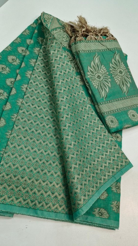 Peacock Green Pure Cotton Shalwar Material - Image 2