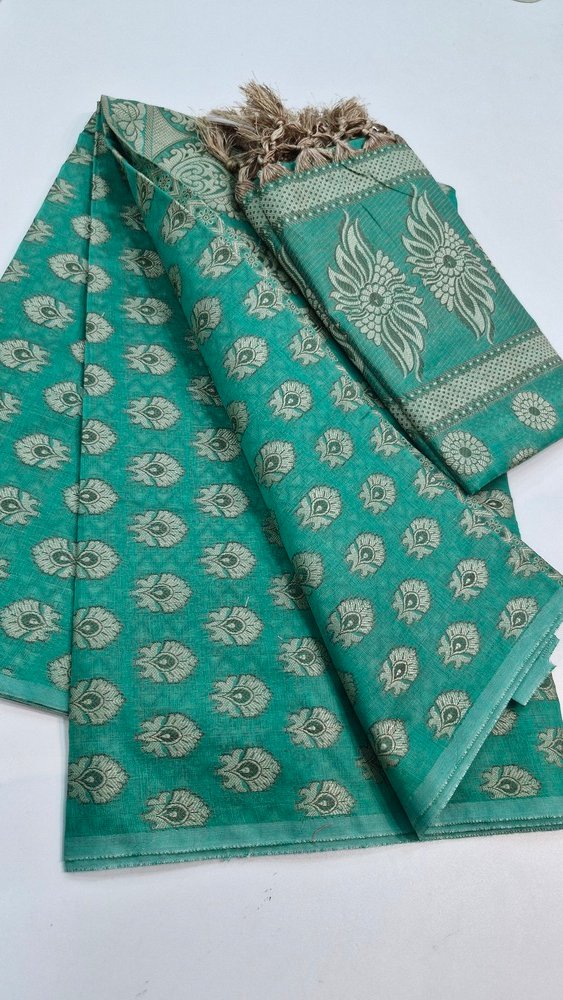 Peacock Green Pure Cotton Shalwar Material - Image 7