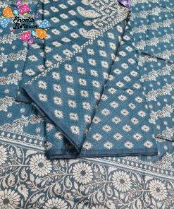 Peacock Blue Pure Cotton Shalwar Material