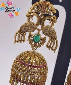 Flower With Peacock Designer Matte Finished Jhumkha Flower With Peacock Designer Matte Finished Jhumkha