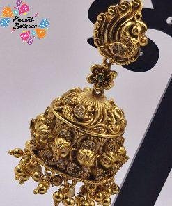 Flower With Peacock Designer Matte Finished Jhumkha Flower With Peacock Designer Matte Finished Jhumkha