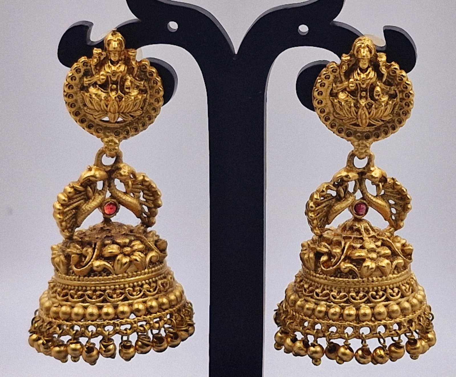 Lakshmi With Pearl Designer Matte Finished Jhumkha