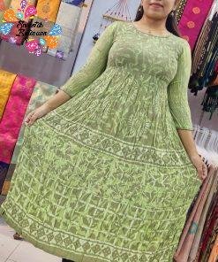 Premium Green Creash Frock Style Women Kurthi
