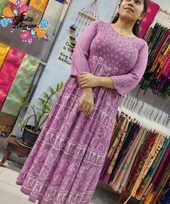 Premium Pink and White Creash Frock Style Women Kurthi Premium Pink and White Creash Frock Style Women Kurthi
