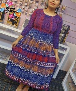 Blue and Red Premium Creash Frock Style Women Kurthi