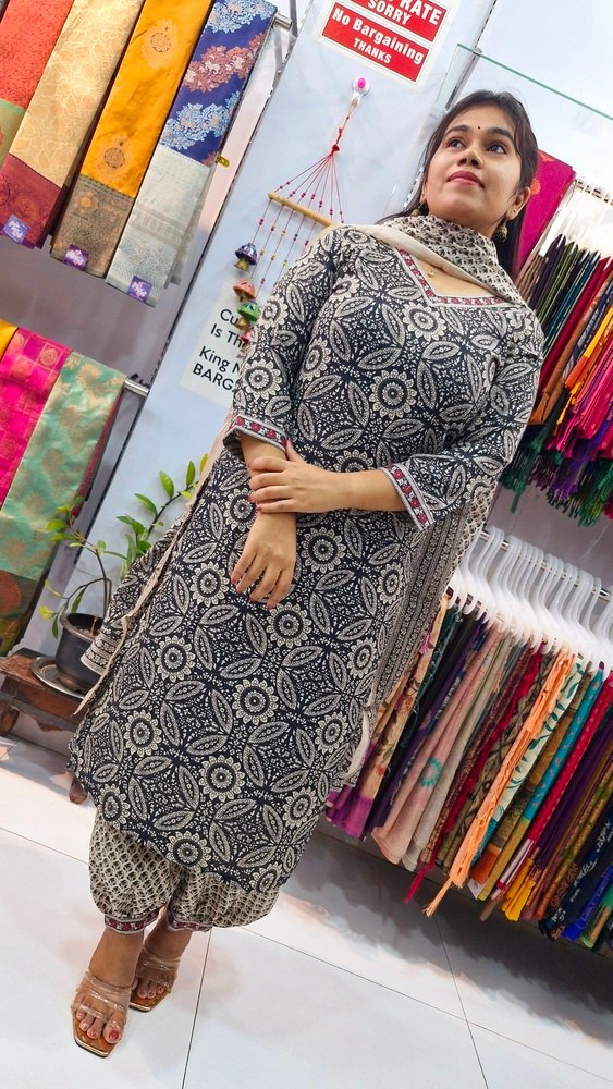 Premium Beige and Black Soft Cotton Ready Made Shalwar Suit - Image 7