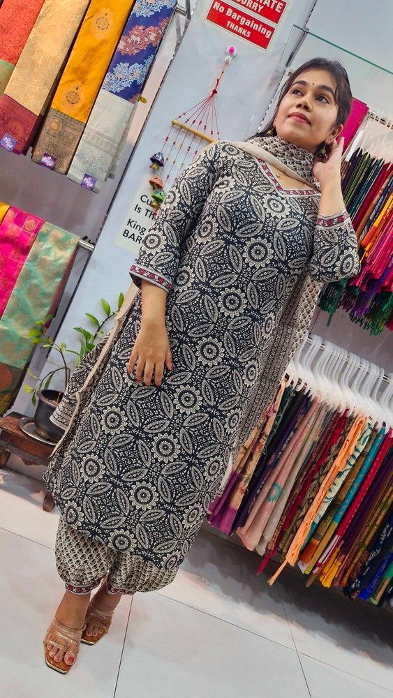 Premium Beige and Black Soft Cotton Ready Made Shalwar Suit - Image 8