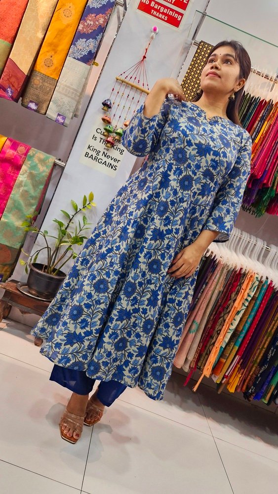 Premium Blue Colour Soft Cotton Ready Made Shalwar Suit - Image 4