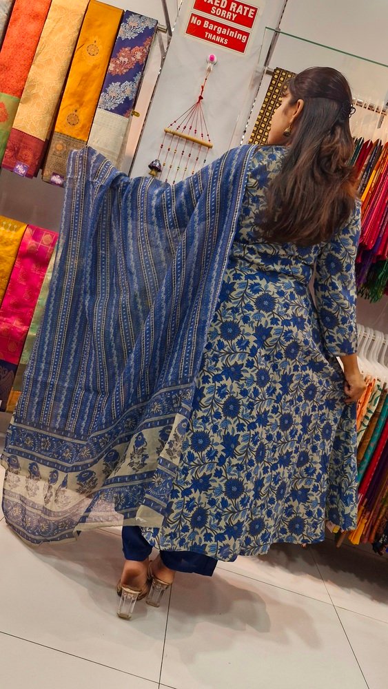 Premium Blue Colour Soft Cotton Ready Made Shalwar Suit - Image 5