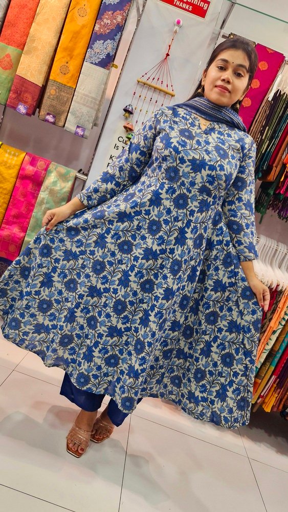 Premium Blue Colour Soft Cotton Ready Made Shalwar Suit