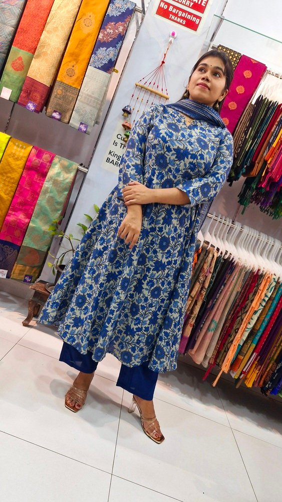 Premium Blue Colour Soft Cotton Ready Made Shalwar Suit - Image 6