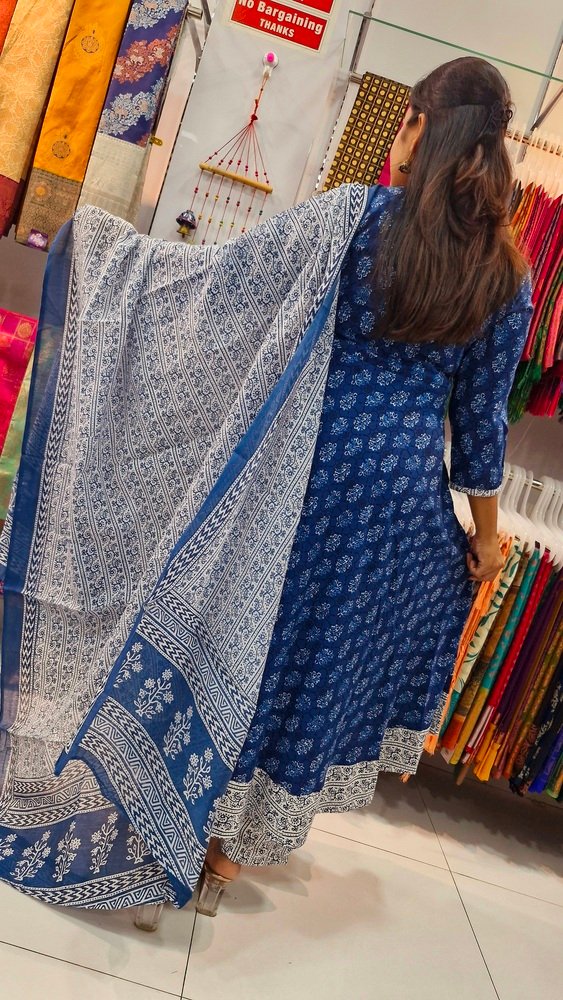 Premium Blue and White Colour Soft Cotton Ready Made Shalwar Suit - Image 7