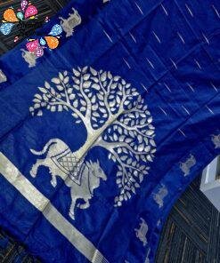 Premium Blue Colour Pichwai Tussur Silk Saree