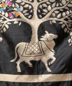 Premium Black Colour Pichwai Tussur Silk Saree Premium Black Colour Pichwai Tussur Silk Saree