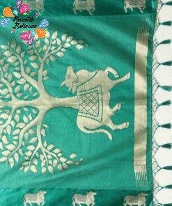 Premium Green Colour Pichwai Tussur Silk Saree