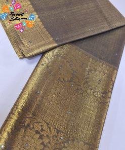 Grey Colour Golden Tissue Silk Saree