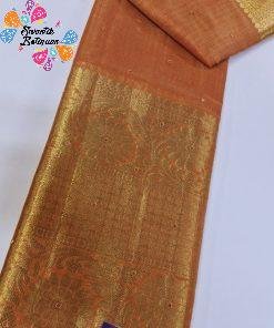Light Orange Colour Golden Tissue Silk Saree