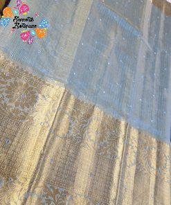 Greyish Blue Colour Golden Tissue Silk Saree Greyish Blue Colour Golden Tissue Silk Saree