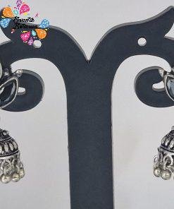 Black stone Oxidised Silver Jhumkha Black stone Oxidised Silver Jhumkha