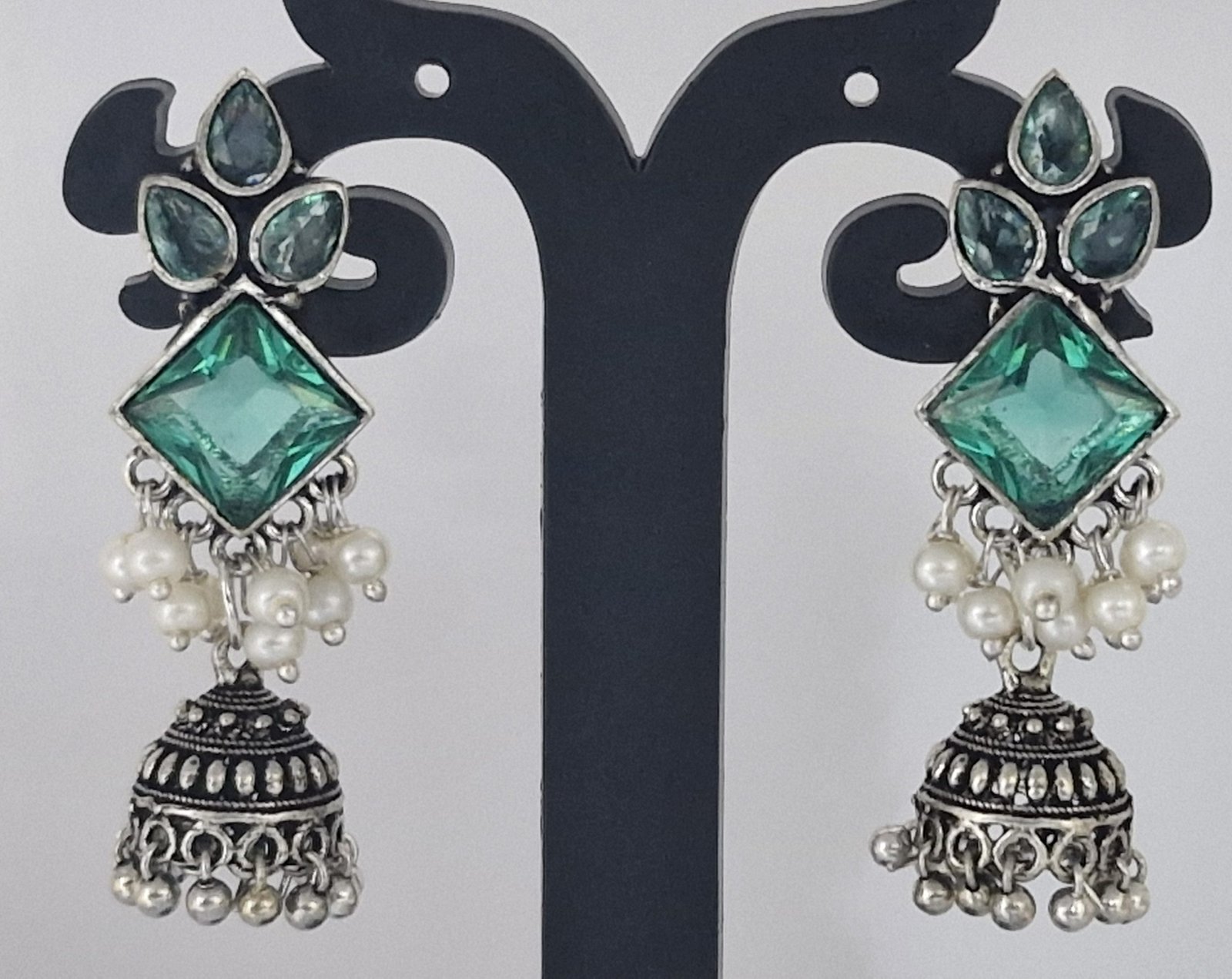 Oxidised Silver Jhumkha - Image 3