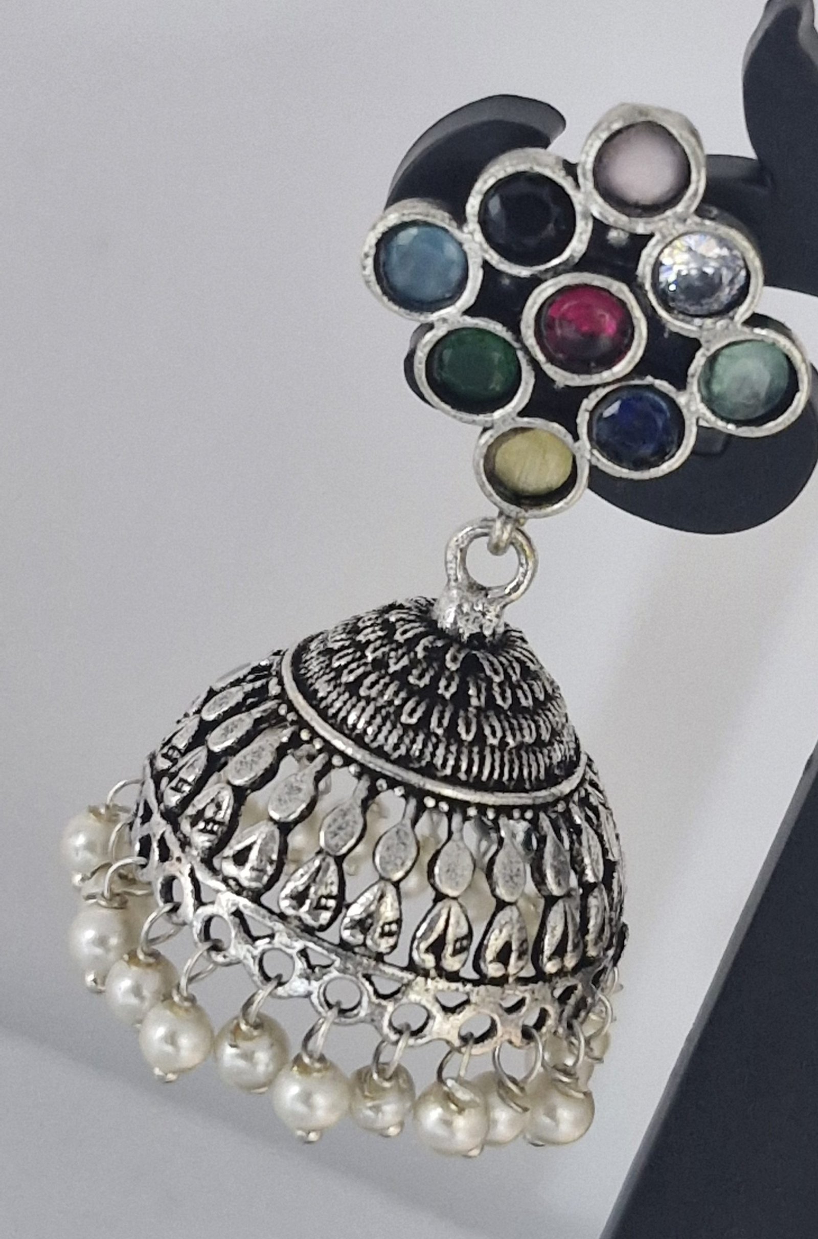 Oxidised Silver Jhumkha