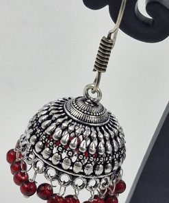 Floral Designer Oxidised Silver Jhumkha