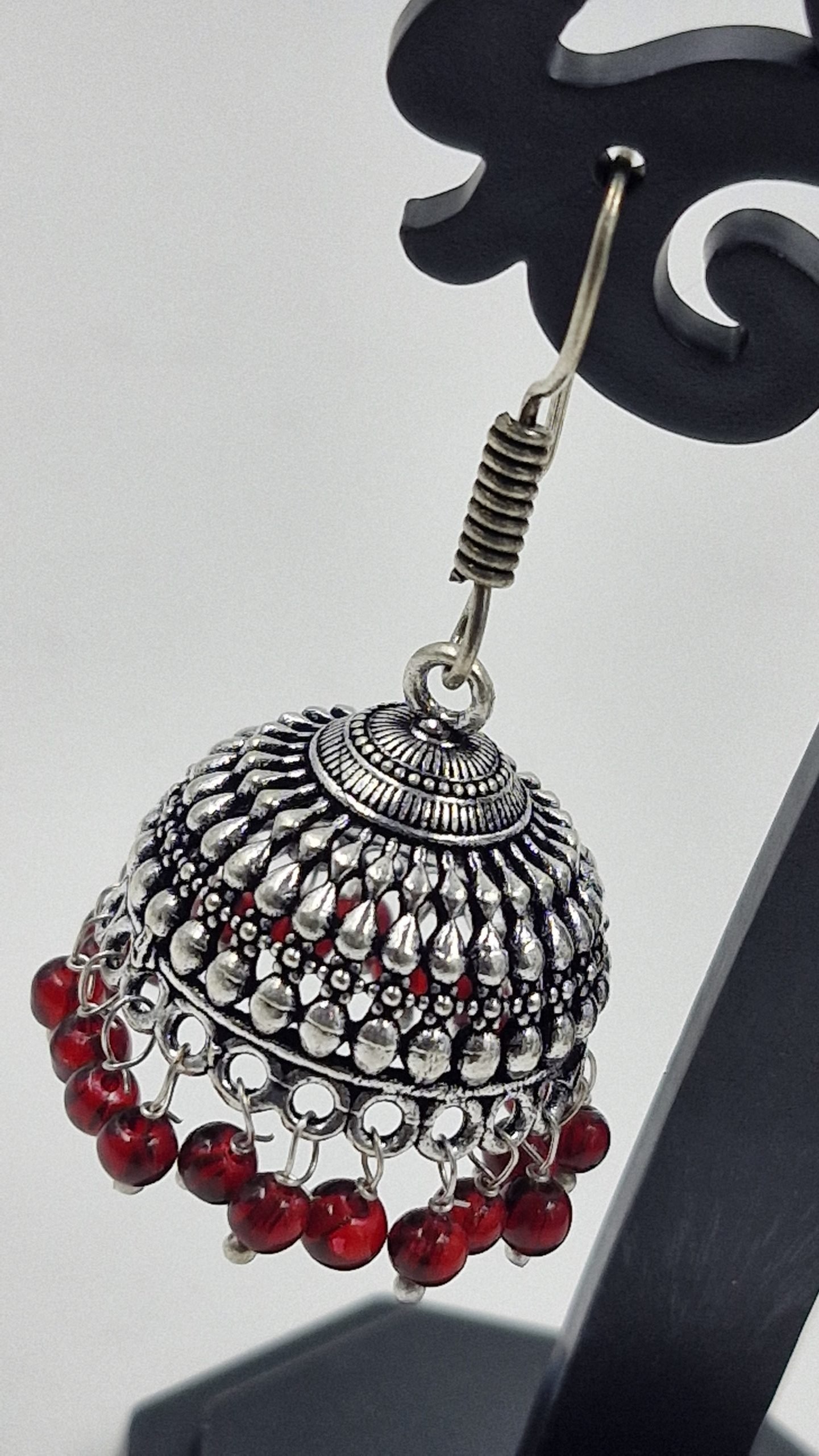 Floral Designer Oxidised Silver Jhumkha Floral Designer Oxidised Silver Jhumkha