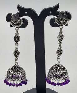 Floral Designer Oxidised Silver Jhumkha Floral Designer Oxidised Silver Jhumkha