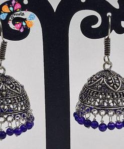 Floral Designer Oxidised Silver Jhumkha
