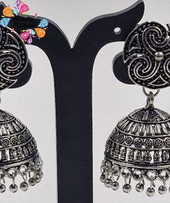 Floral Designer Oxidised Silver Jhumkha Floral Designer Oxidised Silver Jhumkha