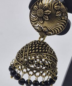 Floral Designer Oxidised Gold Jhumkha