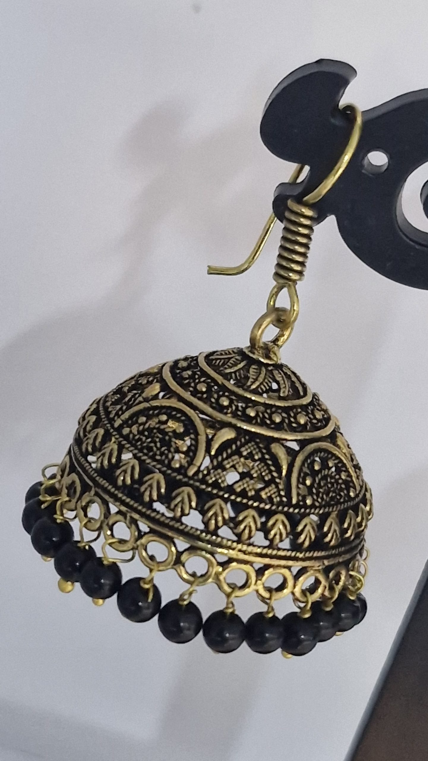 Floral Designer Oxidised Gold Jhumkha
