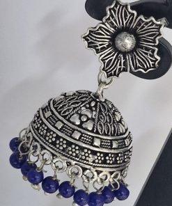 Floral Designer Oxidised Silver Jhumkha