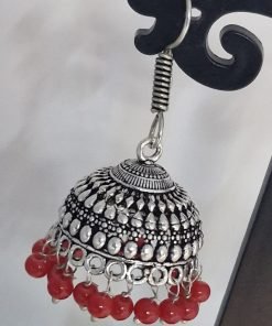 Floral Designer Oxidised Silver Jhumkha