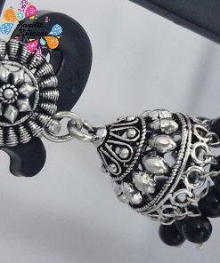 Floral Designer Oxidised Silver Jhumkha Floral Designer Oxidised Silver Jhumkha