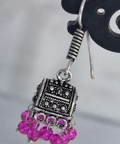 Floral Designer Oxidised Silver Jhumkha